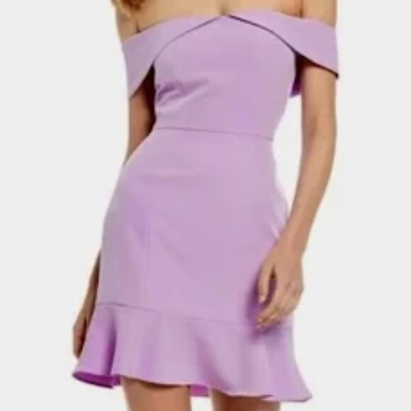 Gianni Bini Lilac Off the Shoulder Dress Size 4 - Picture 2 of 2
